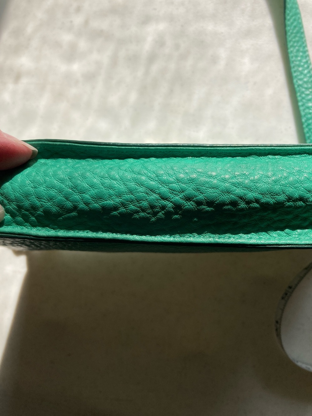 Cole Haan Teal Pebbled Leather Crossbody with Gold-Tone Hardware - Picture 8 of 9
